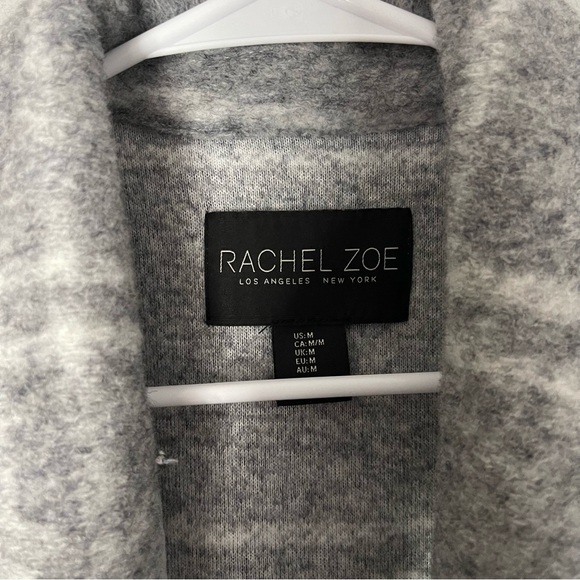 Rachel Zoe Boiled Wool Long Lapel Vest Windowpane Plaid Grey White Long Sz M - Picture 4 of 7